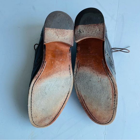 Beckett Simonon Men 12 D Brown Kent Wingtip Brogue Oxford Dress Shoes Longwing - Picture 10 of 12